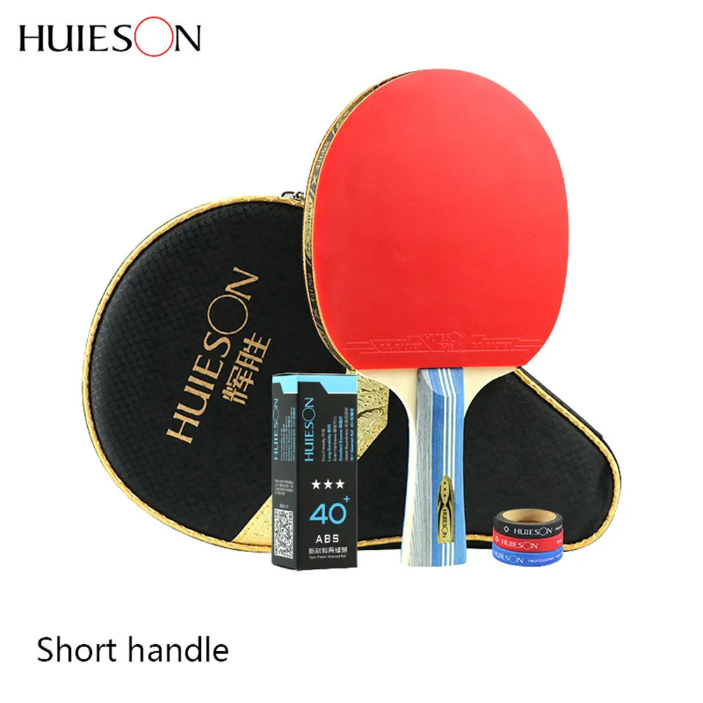 Short Handle Новинка, 3 звезды, ракетка для настольного тенниса, полулипкие прыщи, Резиновая, средняя эластичная губка, ракетка для пинг-понга, летучая мышь для детей - Цвет: Short Handle
