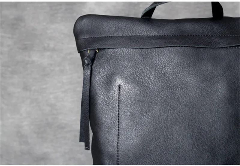 PNDME high quality fashion cowhide men's women's backpack casual simple daily light genuine leather black travel laptop bagpack