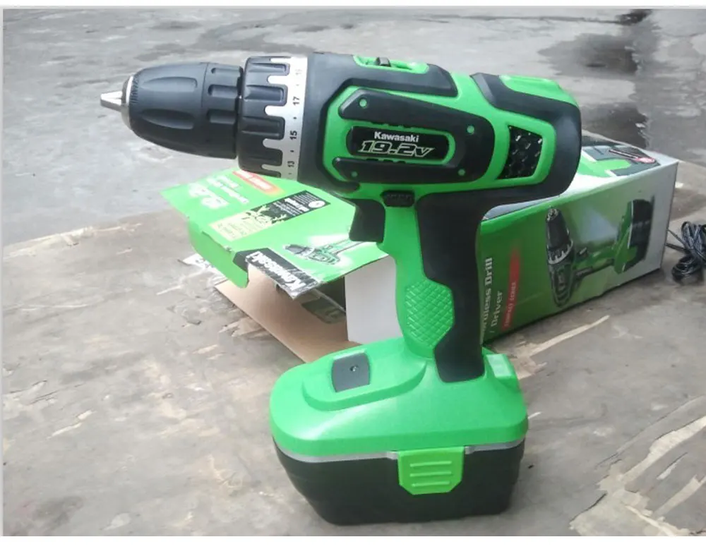220V 10 мм Универсальный патрон Kawasaki 19,2 V аккумуляторная дрель с аккумулятором и зарядным устройством