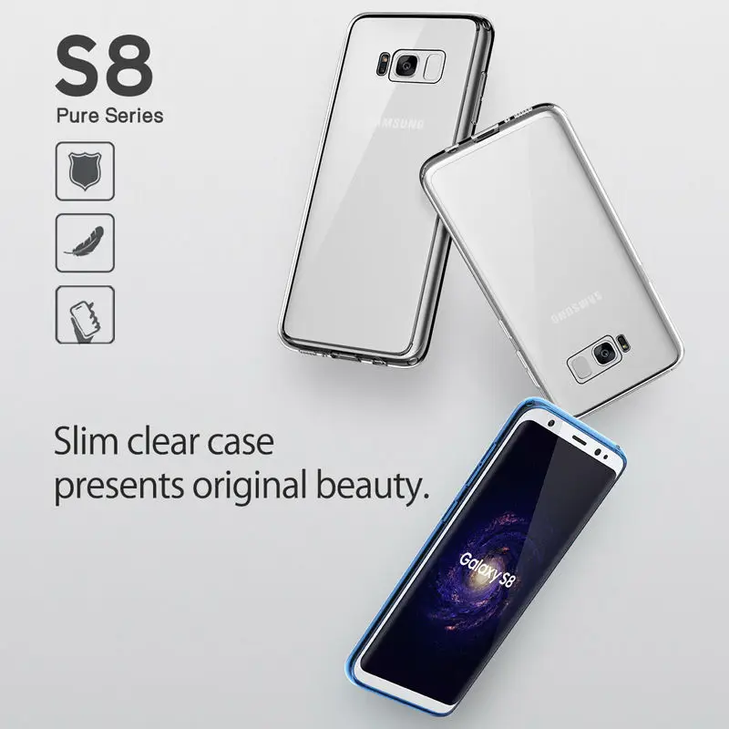 Чехол для Samsung Galaxy S8 чехол Plus роскошные прозрачные чехлы телефонов ROCK Pure из тпу и