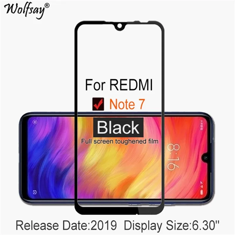 Black 2 шт полная клеевая Защита экрана для Xiaomi Redmi Note 7 закаленное стекло полное покрытие для Xiaomi Redmi Note 7 9H 2.5D Премиум пленка - Цвет: Black