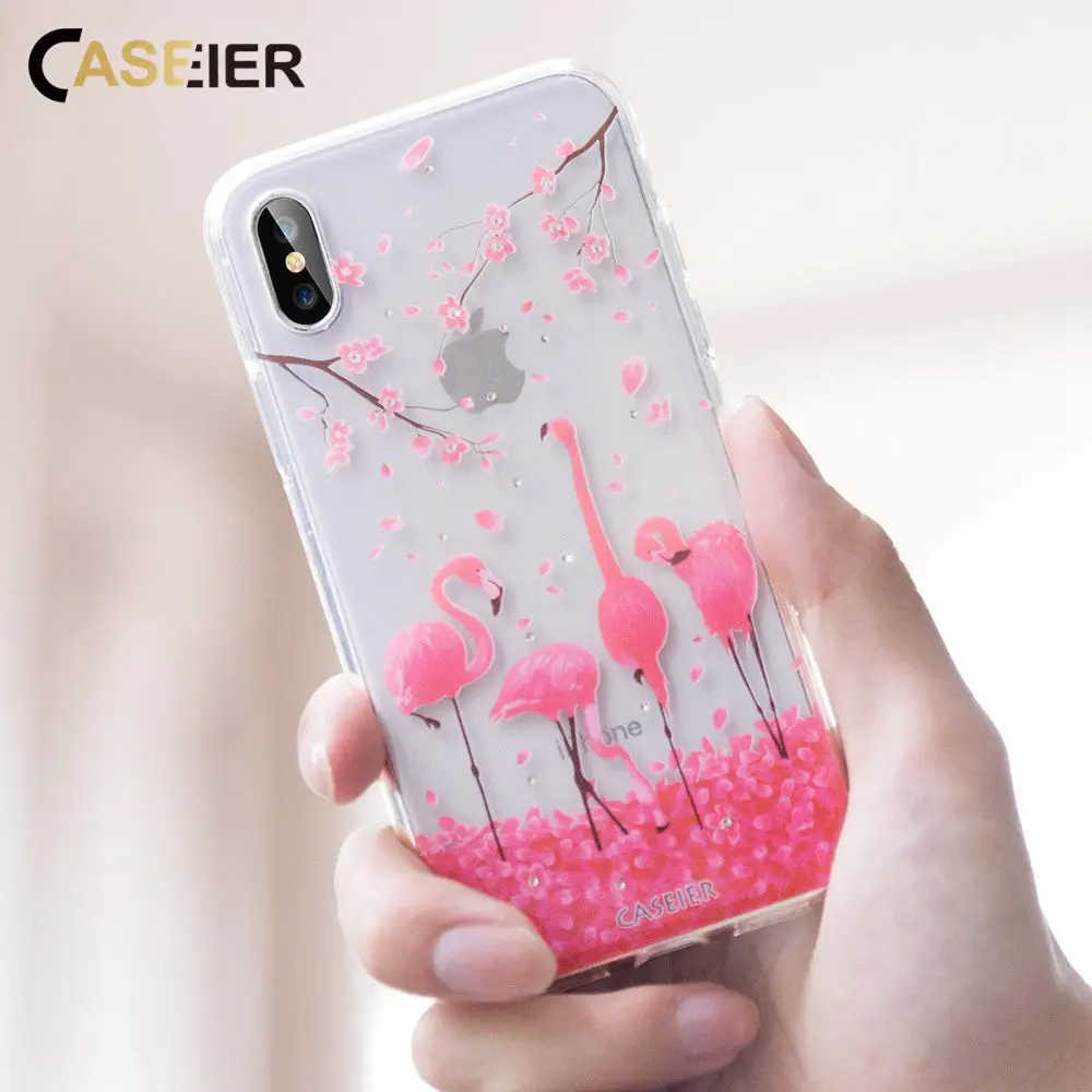 CASEIER Phone Case For iPhone X XS 8 7 6 6s Plus Chic Rhinestone Silicone 5s SE Funda Couque Cases |