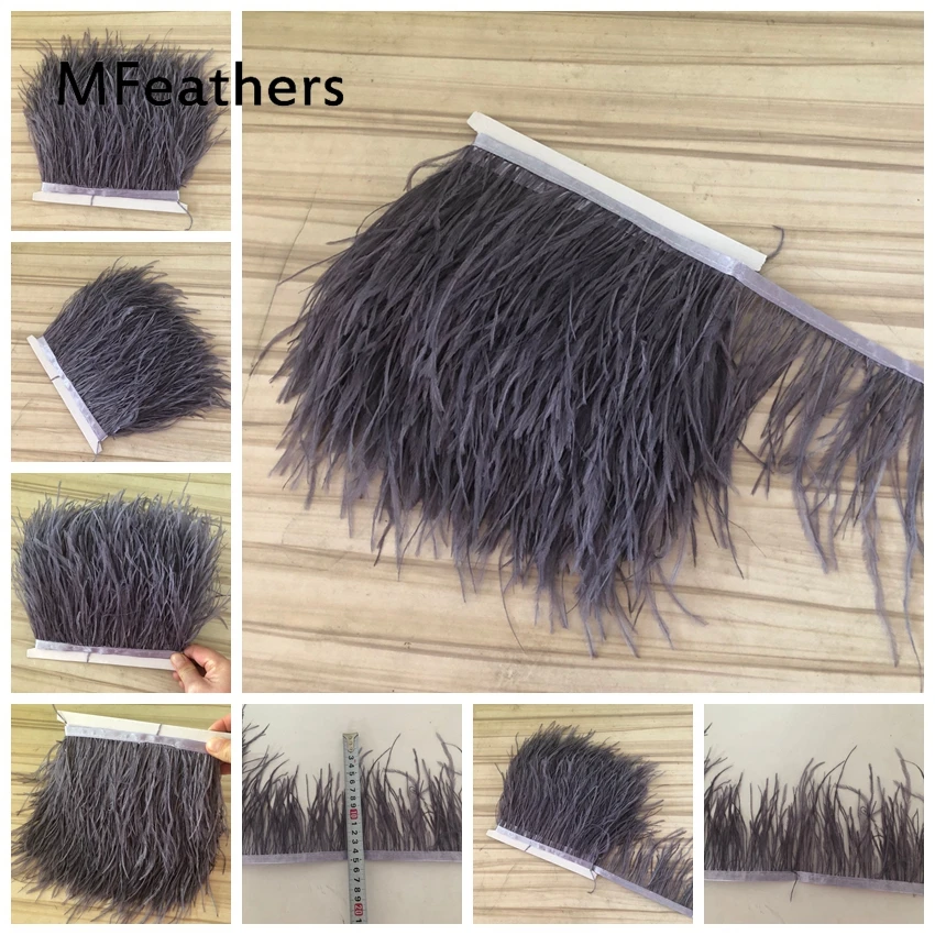 Mfeather набор из 5 метров 10 глубоко-серые окрашенные фототриммы Высота 8-10 см 10-15