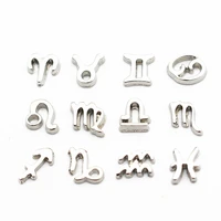 12pcslot metal silver 12 constellations floating charms fit living glass memory floating lockets bracelet necklacec diy jewelry
