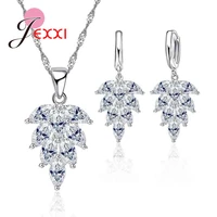 925 sterling silver earring and necklace jewelry set for women gift fashion pendants leaf wedding bridal jewellery sets
