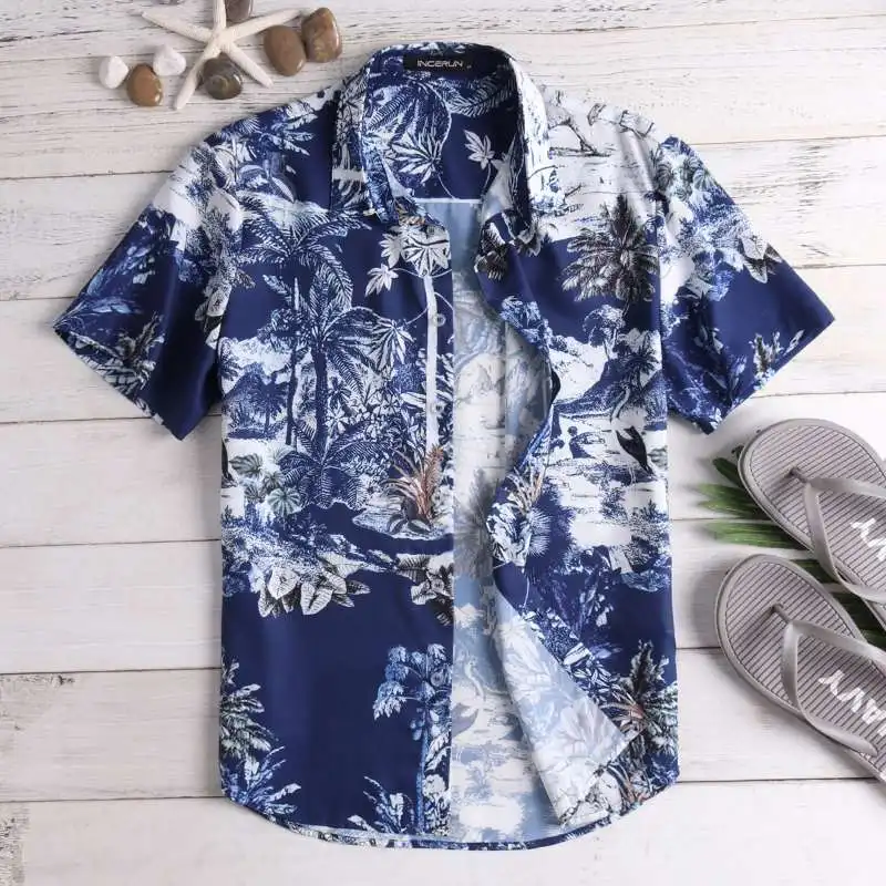 Masculina Camisa Летняя мужская рубашка пляжные социальная одежда Гавайская тропическая рубашка платье с топом с лацканами свободные отпуск сорочка большой