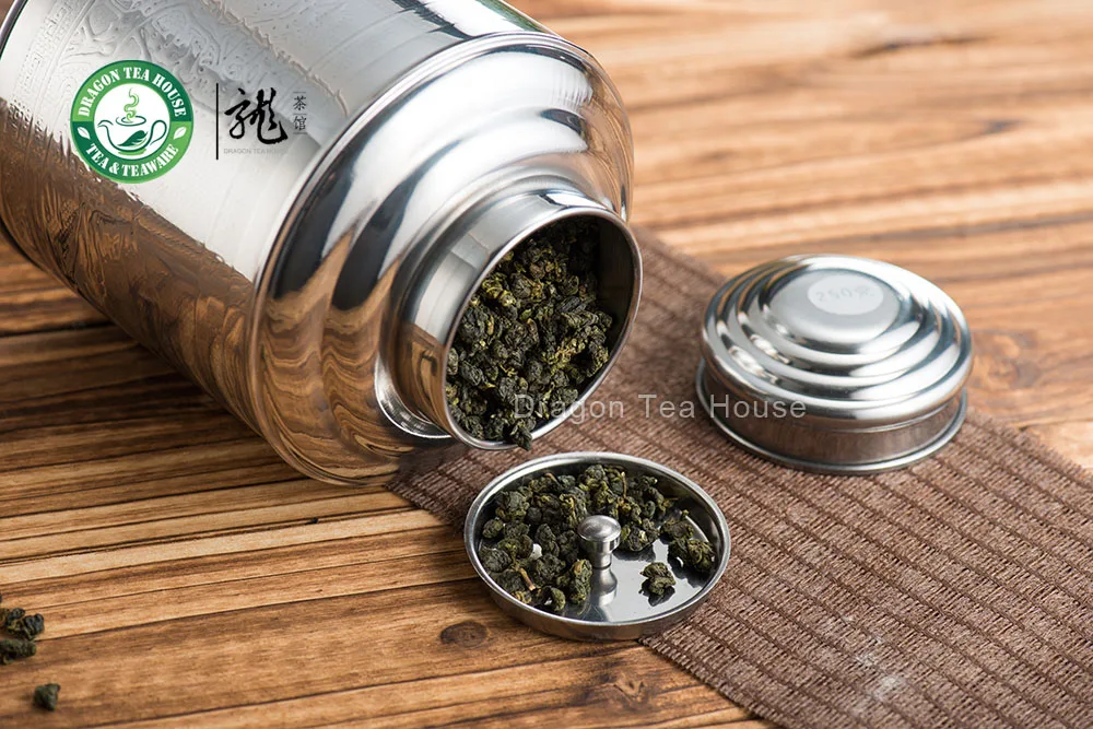 Средний размер нержавеющей стали канистра Caddy чай контейнер с двойной крышкой 1000