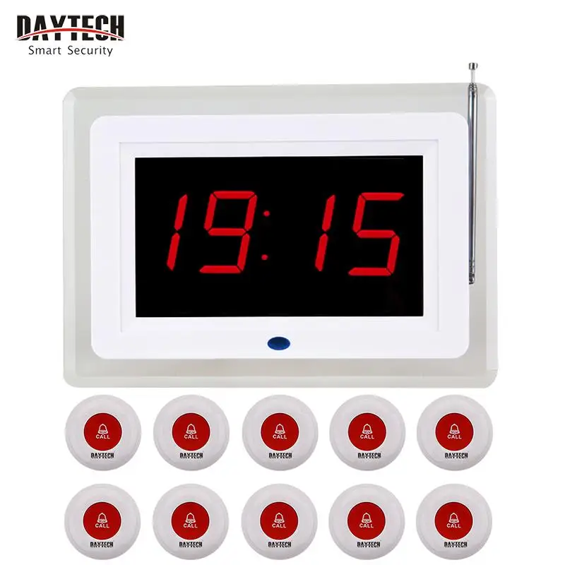 1 Panel 10 Buttons DAYTECH Coaster пейджер Ресторан очереди пейджинговый передатчик 433 МГц услуги вызова системы кнопка вызова - Цвет: 1 Panel 10 Buttons