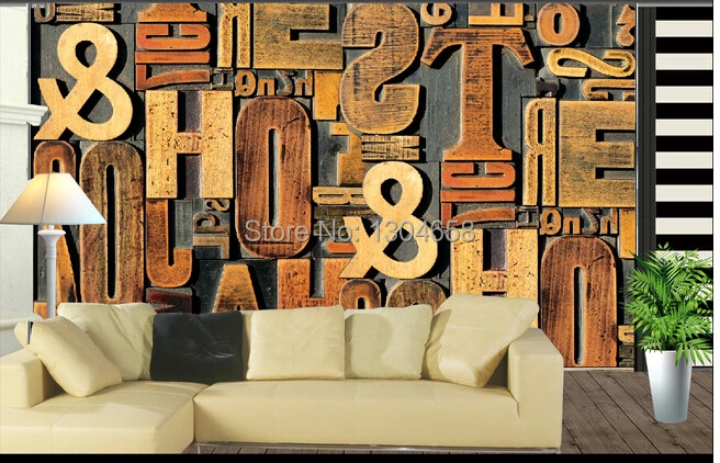 Free shipping custom European 3D large murals Coffee hall KTV wallpaper bar parlor bedroom background wall paper letters | Обустройство