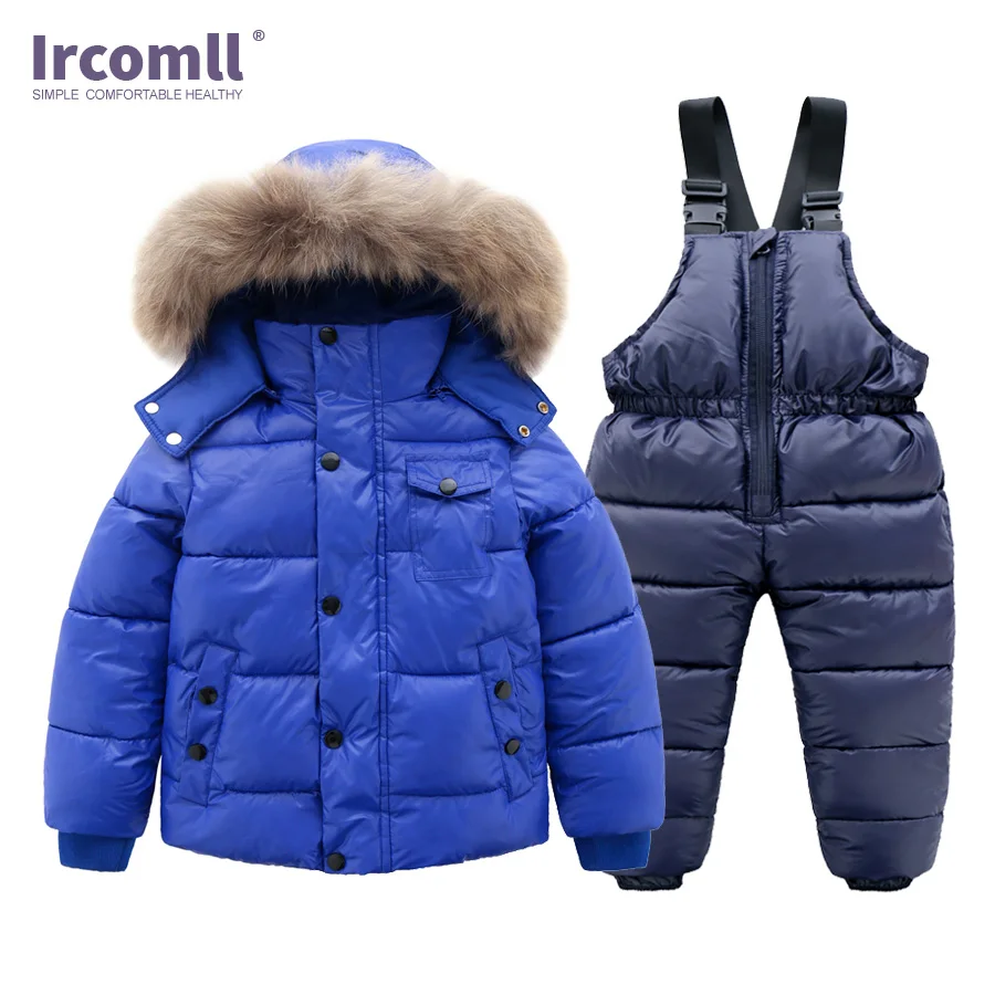 Blue Ircomll/комплекты зимней детской одежды высокого качества; детская верхняя одежда из толстого хлопка; ветрозащитная детская одежда; зимняя одежда для малышей - Цвет: Blue