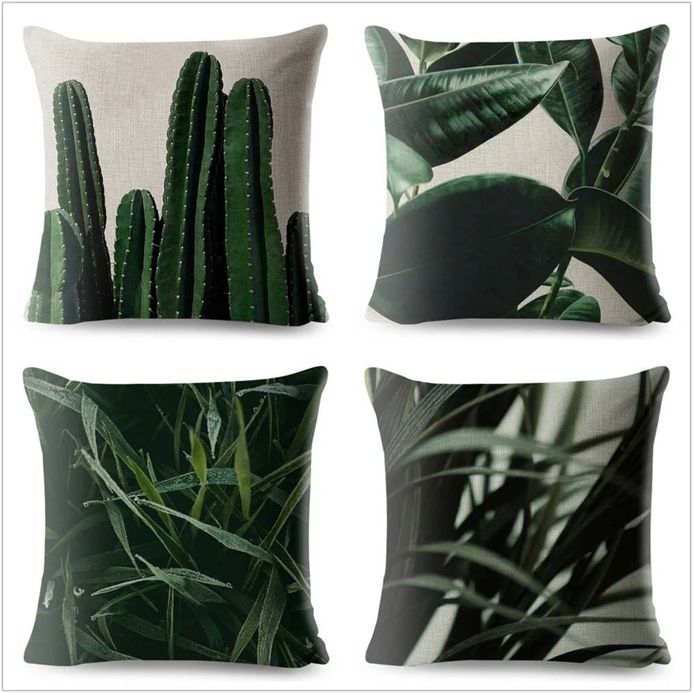 Nordic Стиль темно зеленые листья Чехлы для диван автомобилей Home Decor тропические