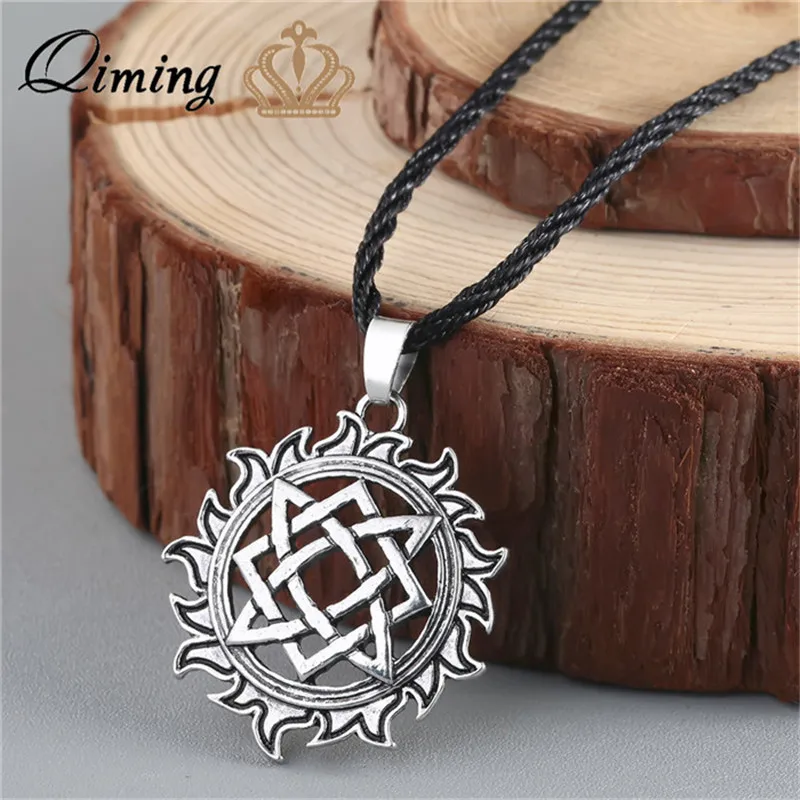 as picture Viking кулон Valknut мужское ожерелье круглый языческий религиозный человек славянский Серебряный Женский стимпанк Ювелирное колье в тибетском стиле амулет - Окраска металла: as picture