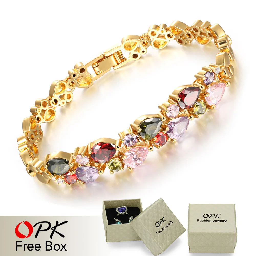 OPK винтажные разноцветные женские браслеты с кубическим цирконием Mona Lisa в