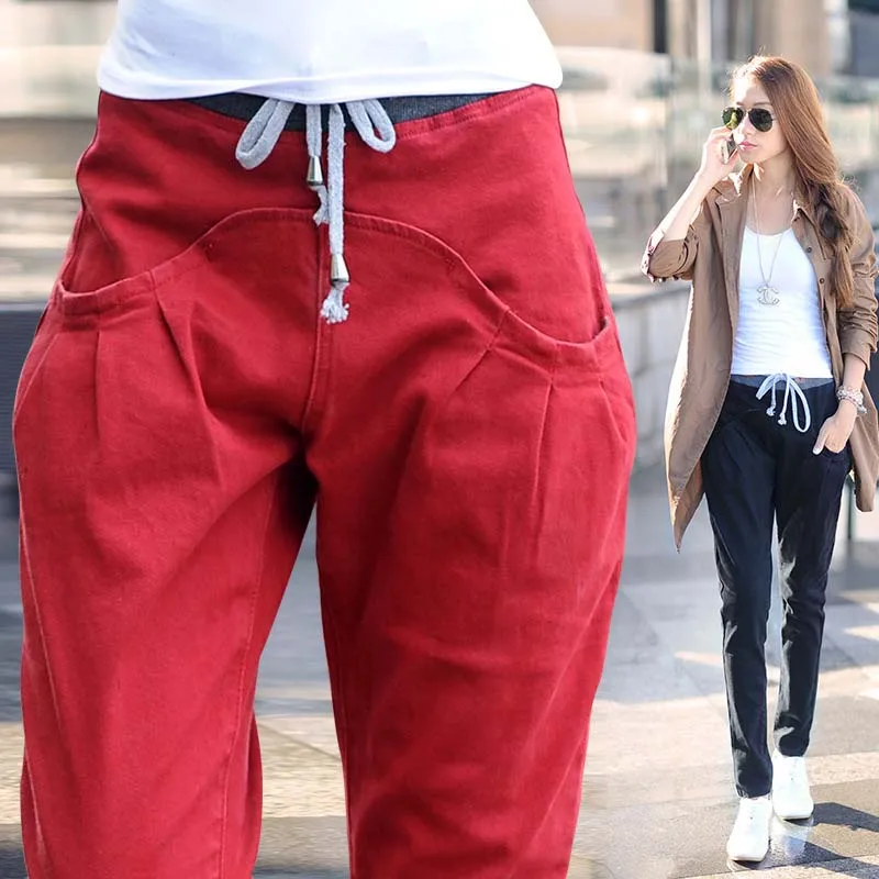 Женские свободные джинсы-султанки на все сезоны Корейская версия тонкие
