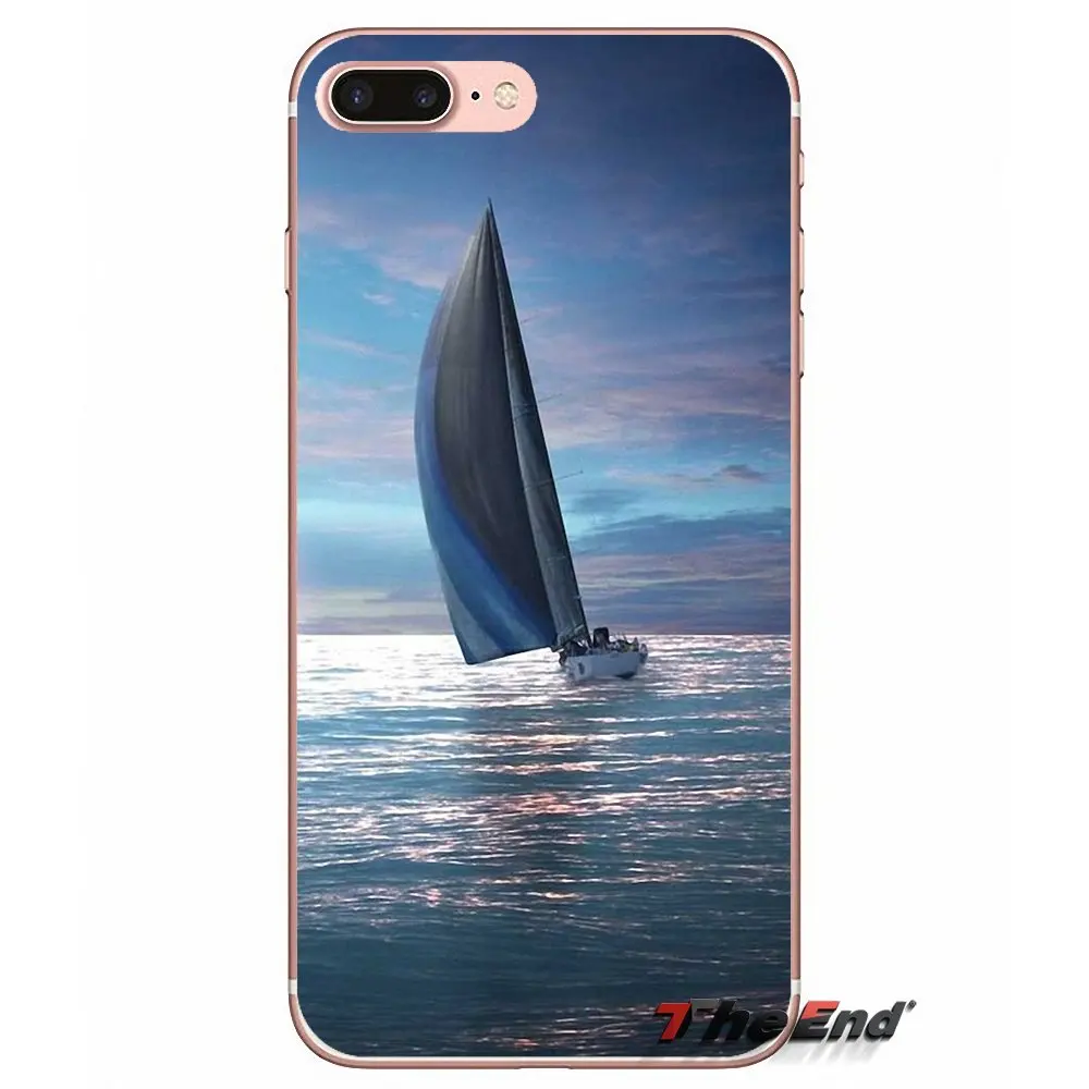 Супер Луна Парусник в море океан закаты чехол для Samsung Galaxy S3 S4 S5 MINI S6 S7 edge S8 Plus Note 2 3 4