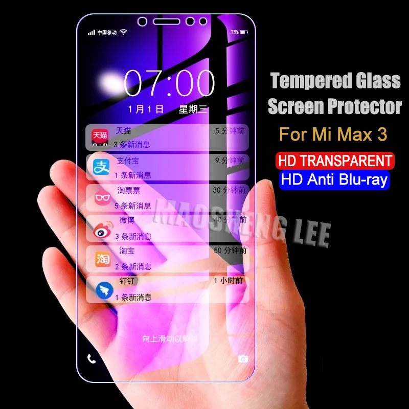 2 шт./лот закаленное стекло для Xiaomi Mi Max 3 Pro защита экрана 9H 2.5D Blu Ray mi max 3|Защитные