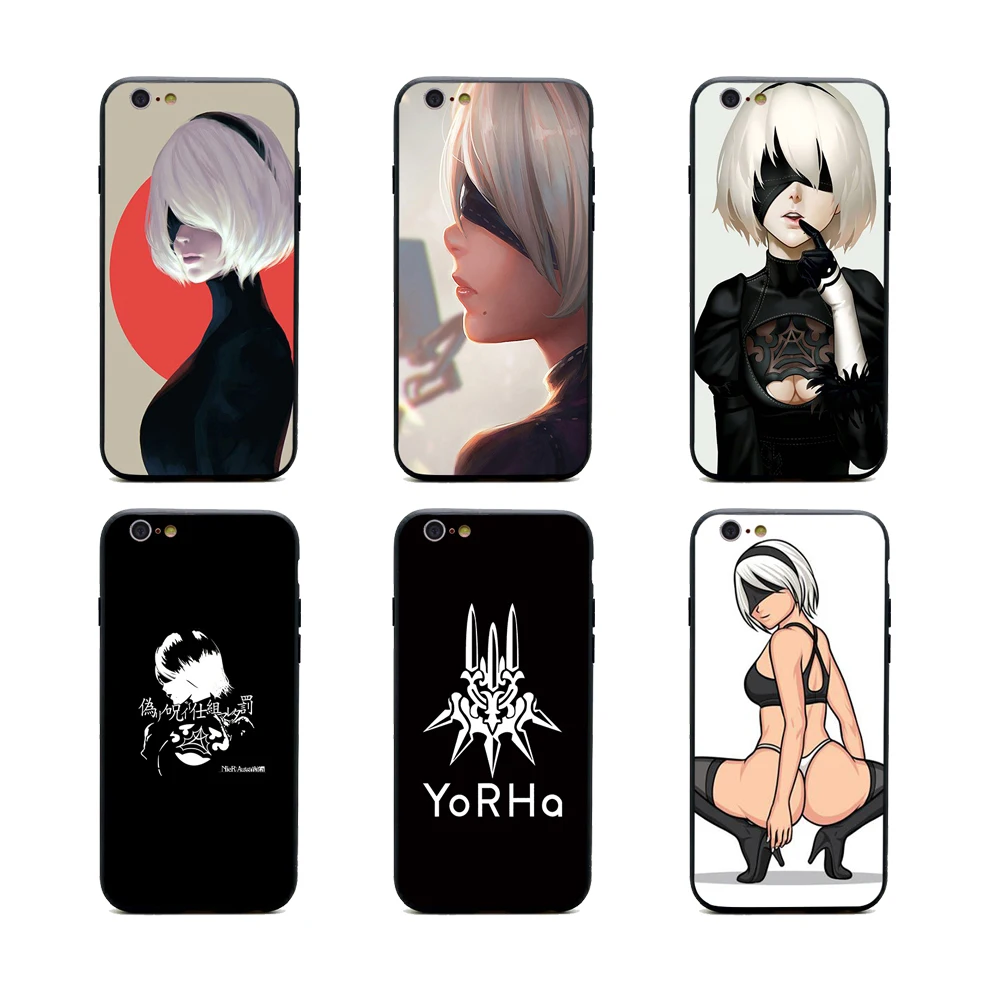 Nier automata Чехлы для телефона из термополиуретана + PC черные чехлы iPhone X 6 6s 7 8 plus 5 5S se