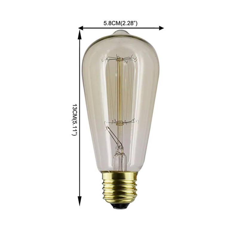 Mooie 220 v E27 Gloeilamp 40 W Edison ST64 лампа накаливания лампада для домашнего декора 6