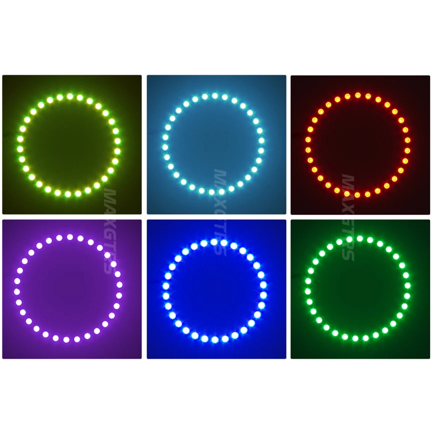 2x многоцветные 60 мм 70 80 90 100 120 глаза ангела 5050 RGB гало кольца Светодиодная лампа