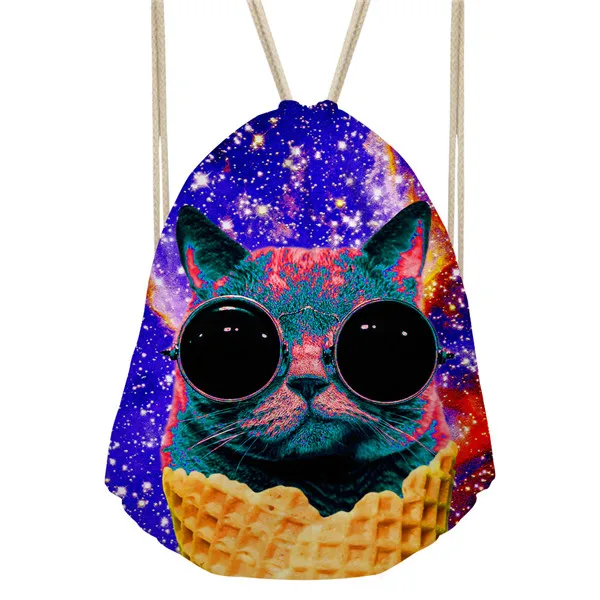 Бесшумный дизайн дропшиппинг крутые очки Кот Drawstring Рюкзак женские пляжные сумки рюкзак Мини Путешествия женские рюкзаки - Цвет: CC2221Z3