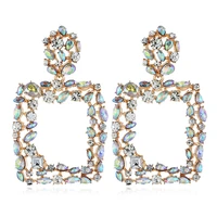 2019 full crystal earring hyperbole za crystal square big dangle earrings wedding jewelry luxury boho vintage women earrings