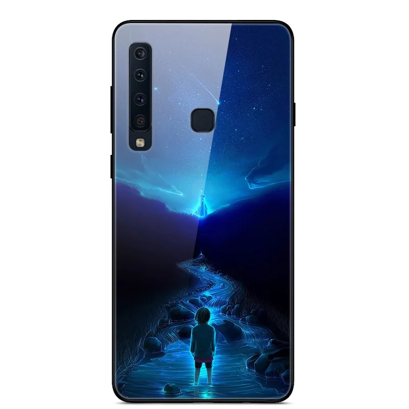 Чехол из закаленного стекла для samsung Galaxy A9, чехол с планетой космосом, стеклянный чехол на заднюю панель для samsung A9 A920F A920 A9S, чехол