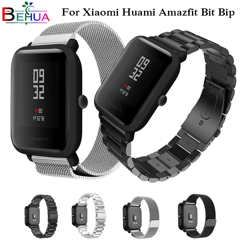20 мм Браслет Для Xiaomi Huami Amazfit Молодежные умные часы металлический ремешок из нержавеющей стали стальной ремень ремешок для Amazfit Bip наручный ремешок