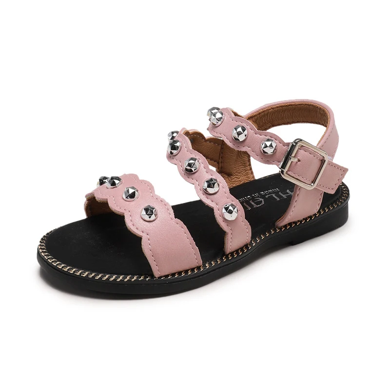 

Girls Summer Style Rivets Roman Sandals Shoes Kids Gladiator Shoes Children Strap Beach Sandals Size 27-37
