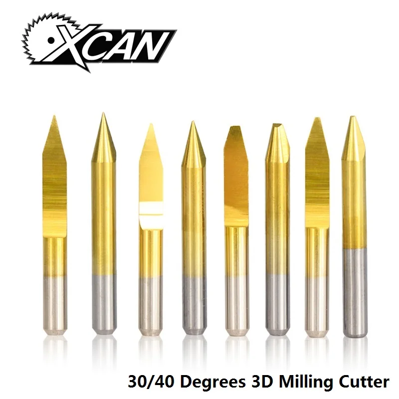 XCAN 10 шт. 30/40 градусов V Форма PCB гравировальные биты Карбид ЧПУ Концевая фреза плоское дно фреза 3D фреза