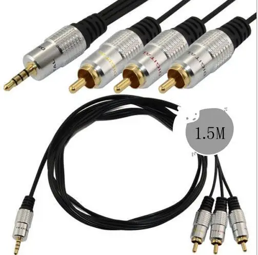 51.5m 3.5mm 3 Ring Male Plug to x RCA Phono Jack Aux Audio Video AV OFC Cable | Электроника