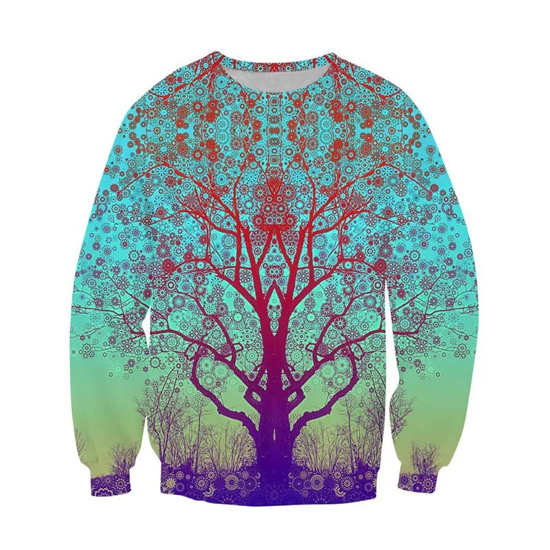 2018 3D Men's Long Sleeve Sweatshirt Plant Leaf Pattern Khalifa Spring Vintage Neutral Top Europe and the United States Hot | Мужская
