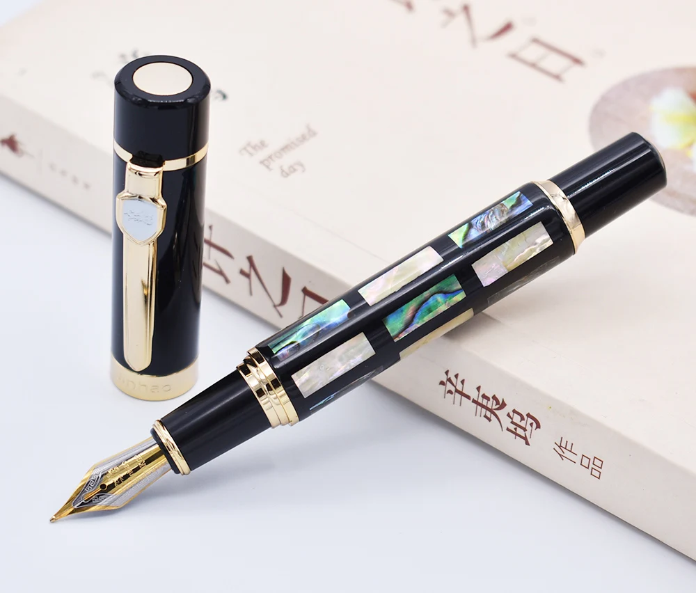 Перьевая ручка Jinhao с ярким жемчугом и зеленым морским узором средний наконечник