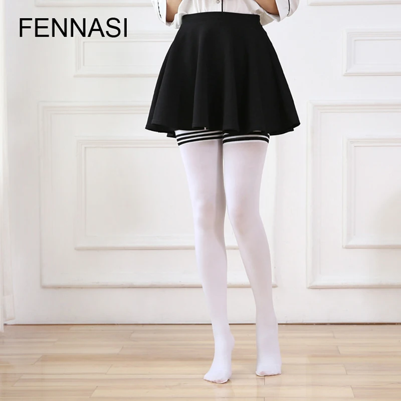 FENNASI Для женщин Белый Черный Полосатые Гольфы пикантные WomanThigh женские чулки школа бедро высокие длинные сапоги выше колена хлопковые чулки