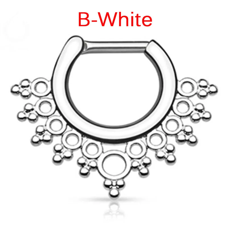 1 шт. реалистичный и поддельный пирсинг Септум кликер лепестки цветов с фианитом