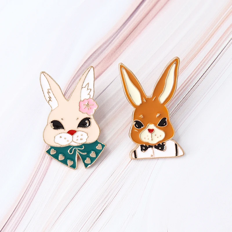 Милые Mrs Rabbit & mr. Bunny твердая эмалированная булавка ювелирное изделие в виде