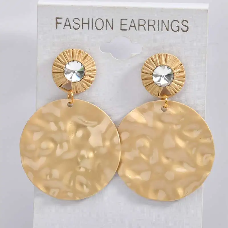 Retro Asian gold geometric joker embossed round water drops DIY ear earrings accessories in Europe and America 6 pieces | Украшения и