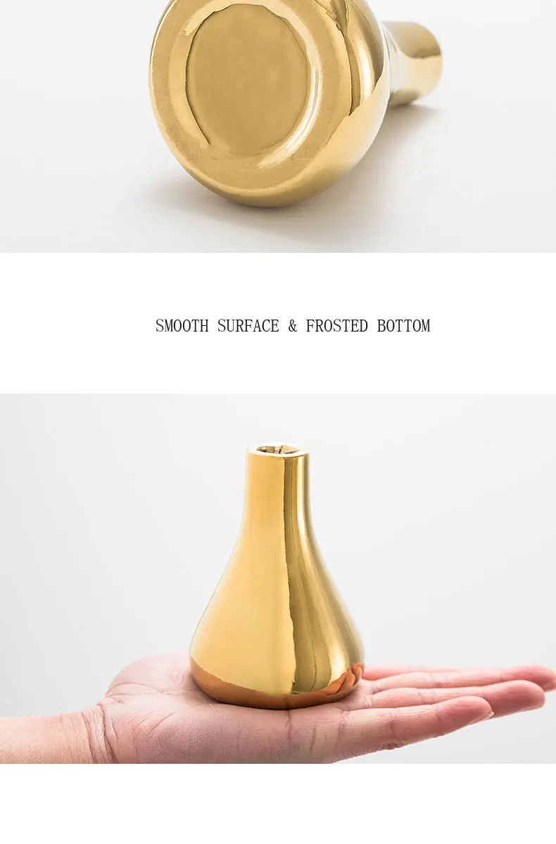Золотая небольшая Цветочная ваза для украшения дома, креативные керамические вазы, наполнитель для офиса, рабочего стола, ресторана, отеля, туалетный столик, новоселье