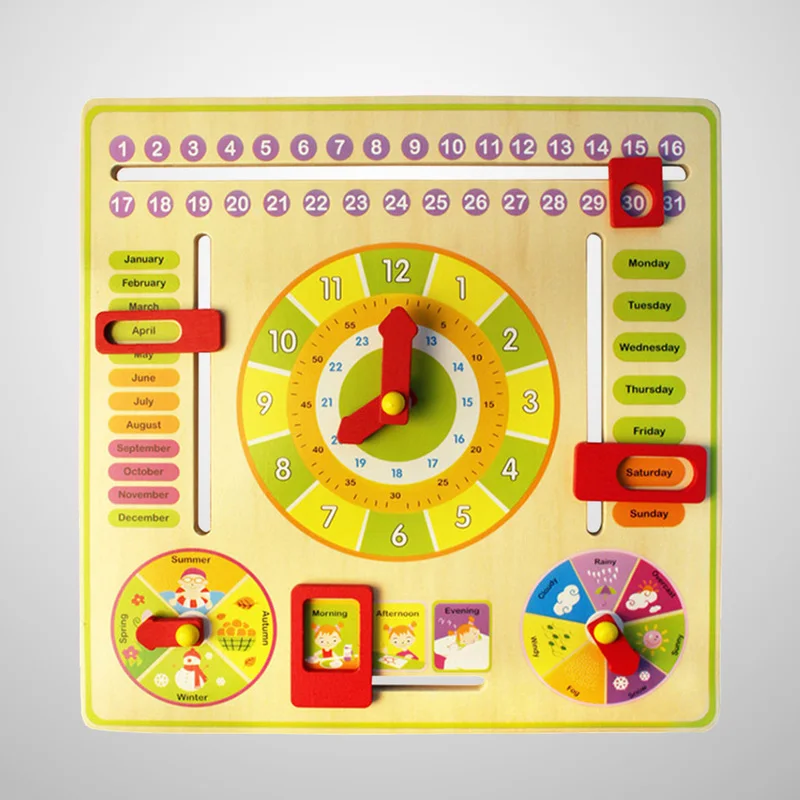 

Baby Toddlers Toy Colorful Wooden Clock Time 1-12 Numbers Early Learning Educational Toy Gift for Little Boys Girls Party Favors