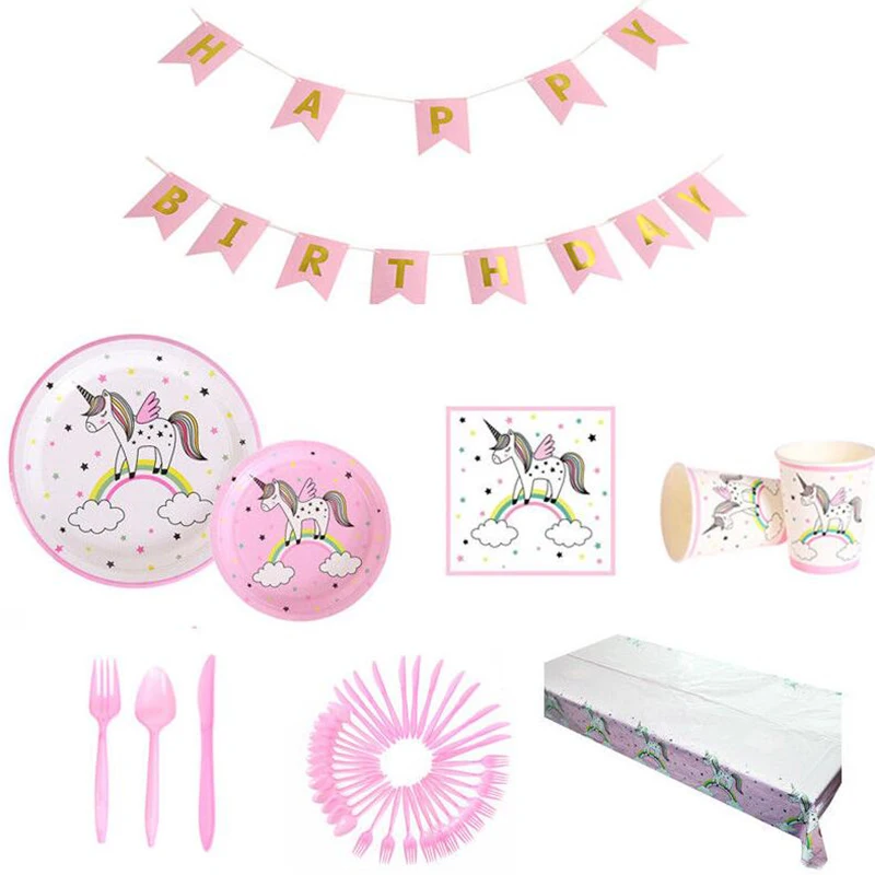 98 шт. вечерние принадлежности в виде радужного единорога набор детской посуды на