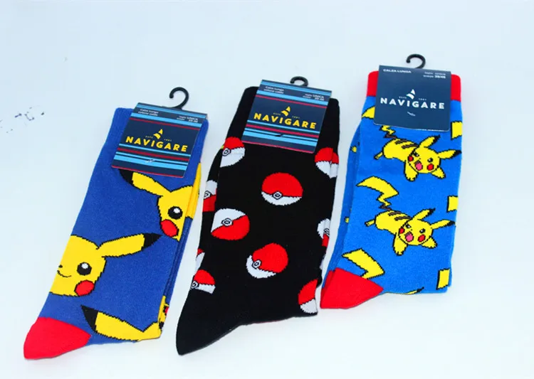 Cartoon comic Pokemon Pokeball socks Captain America Novelty funny comfort red woman cool Sock ankle hip hop skarpetki meskie