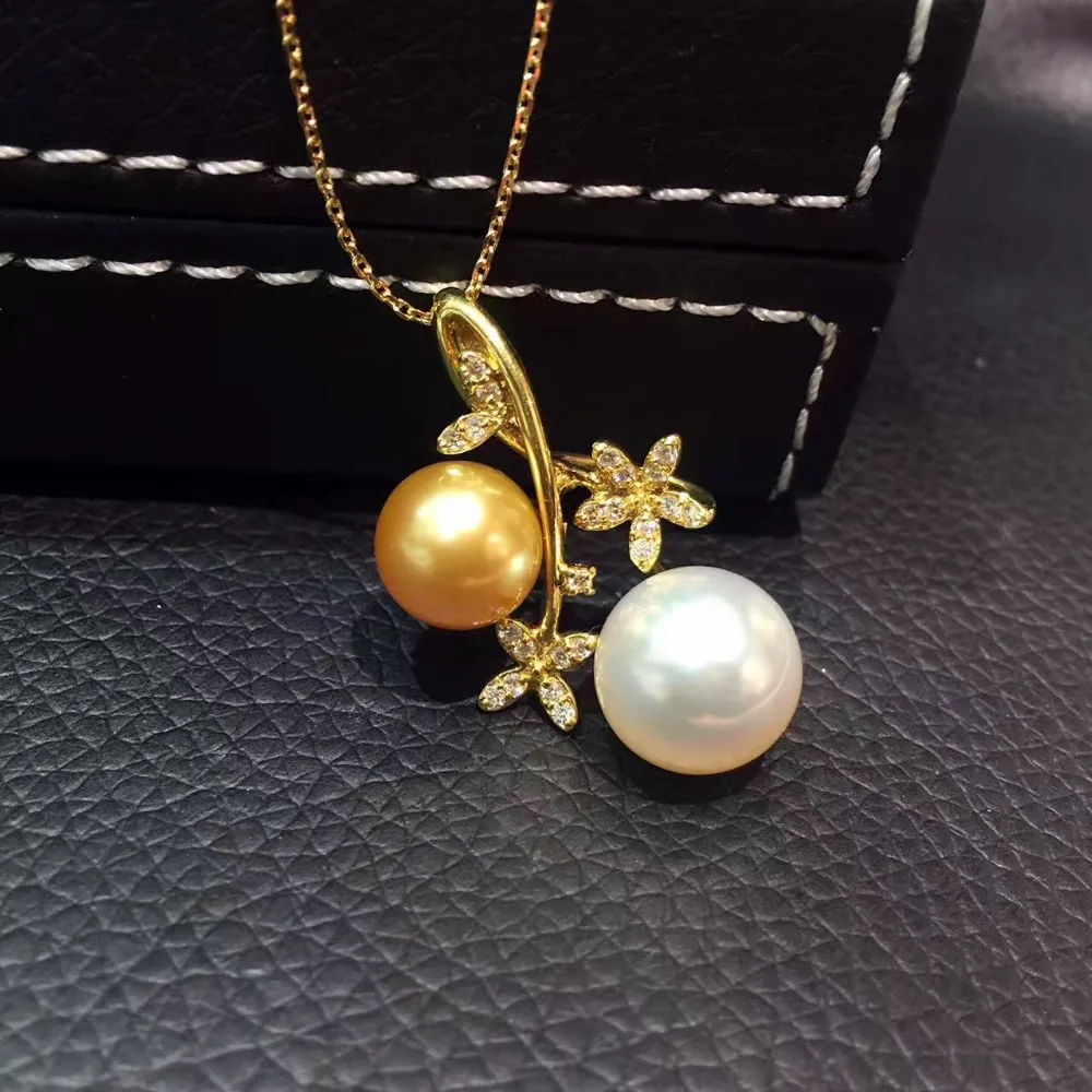 Подвеска из натурального морского жемчуга с двойным жемчугом 18 К золото