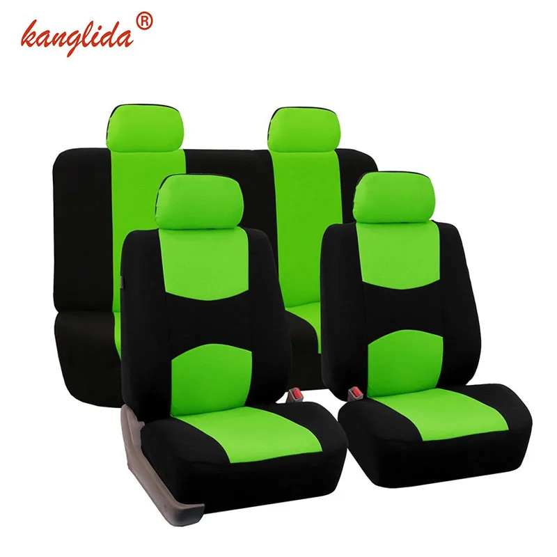 Зеленый KANGLIDA 9pc Car Seat Cover Full Car Best Car Seat Covers Set for Lada Universal Fit Interior Accessories - Название цвета: Зеленый