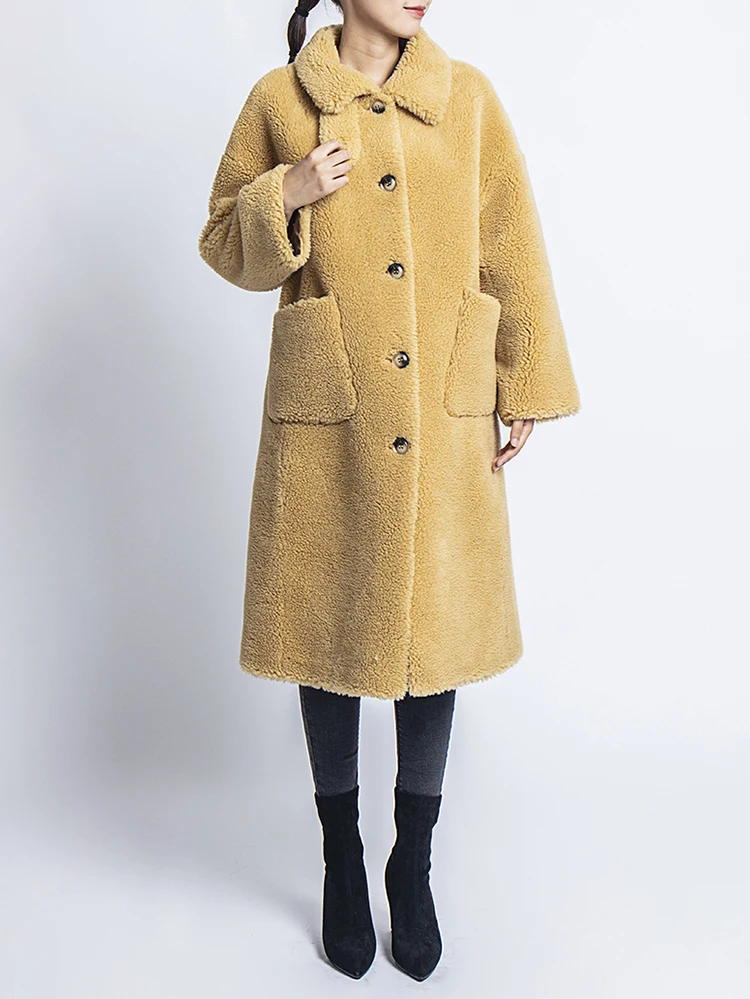 Abrigos mujer invierno, зимнее пальто из искусственного меха, 30% овечий мех, плюшевая куртка, женские длинные меховые пальто