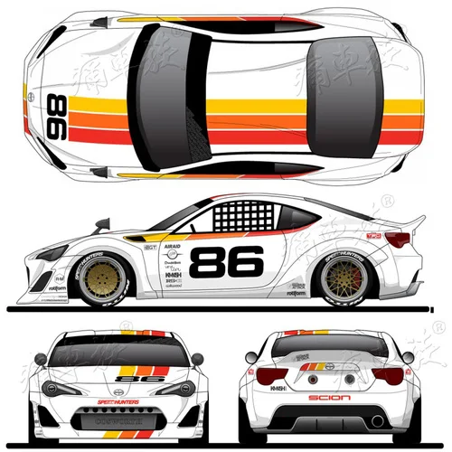 C Гоночное украшение Модифицированная Автомобильная Наклейка для Toyota GT86 Subaru BRZ Scion - Название цвета: C