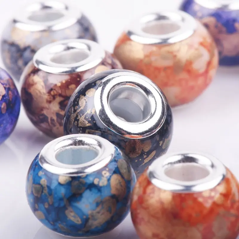 Круглые стеклянные бусины с большим отверстием 10 шт./лот|charm beads|necklace makingbeads fit |