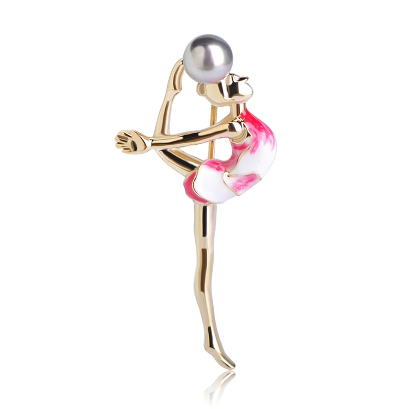 Funmor Спортивная брошь для гимнастики девочек золотисто серый костюм с