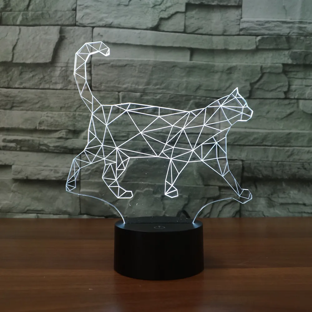Ходячая кошка 3D ночник для дома расположение мультфильм визуальная Таблица