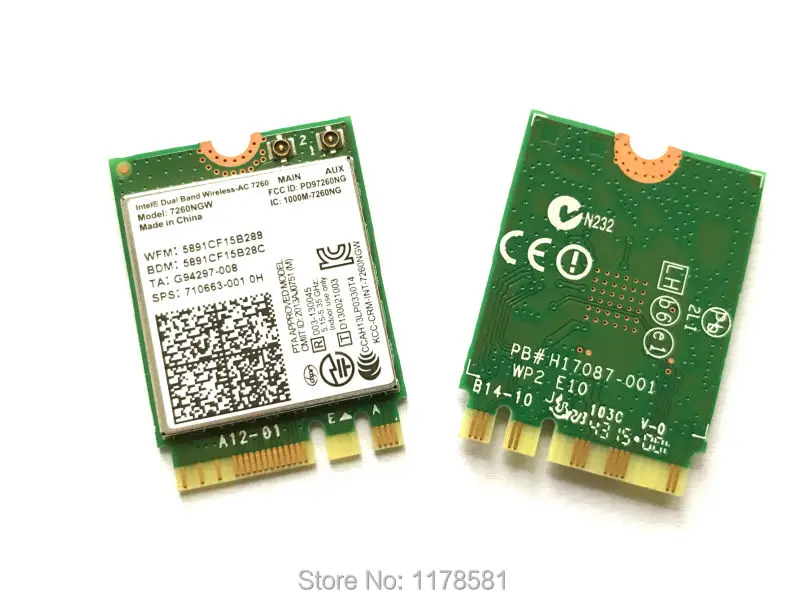 Для Intel Dual band 7260 7260NGW wireless-AC NGFF 2x2 802.11ac 867 Мбит/с Wifi+ Bluetooth BT 4,0 Беспроводная Wlan M.2 карта