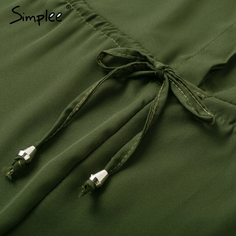 Женский однотонный шифоновый комбинезон Simplee женский с эластичным поясом