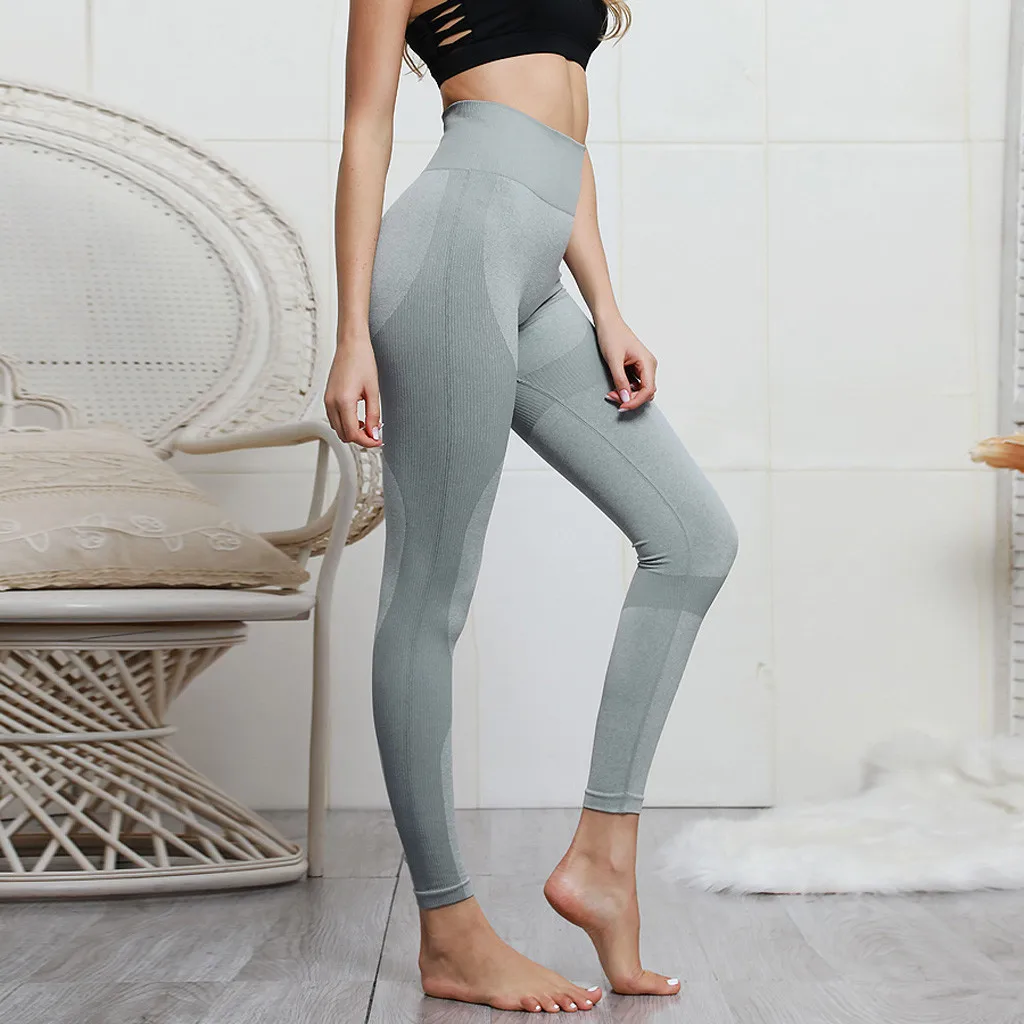 Solid Splice High-waist Yoga Pants Seamless Push Up Leggins Sport Women Fitness Running Yoga Pants Leggings Gym Sport Pant#py